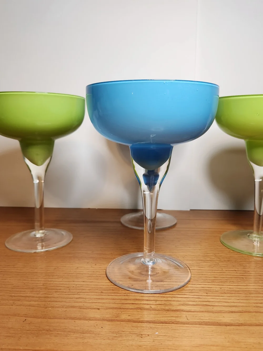 Crate&Barrel Blue and Lime Margarita Glasses